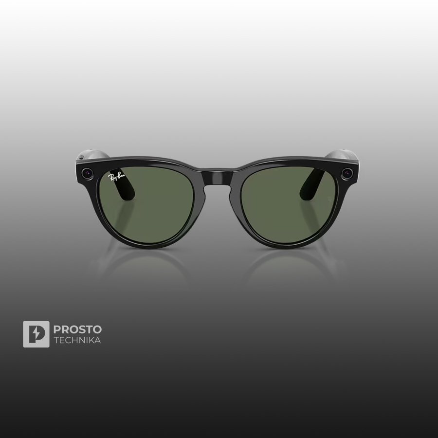 Ray-Ban Headliner (Gen 2) Глянцевый Чёрный с Зелёными Линзами (Зелёный)